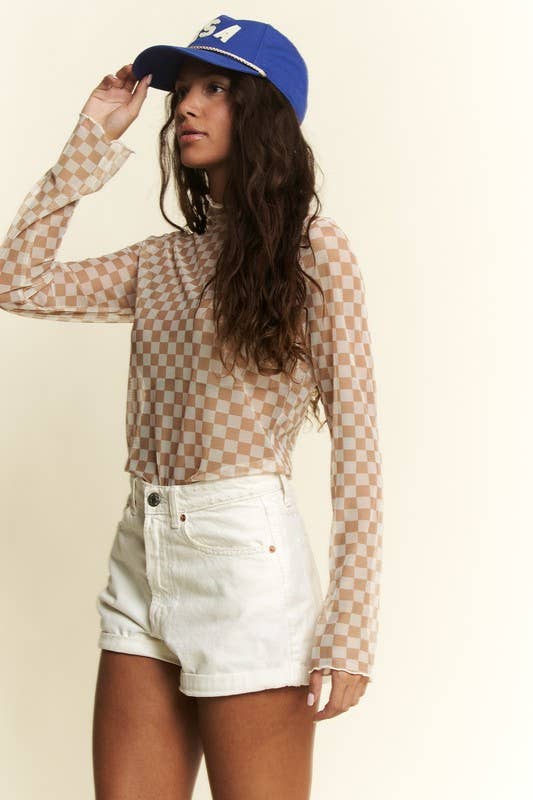 Checkered Obsessed Mesh Long Sleeve (Two Colors)