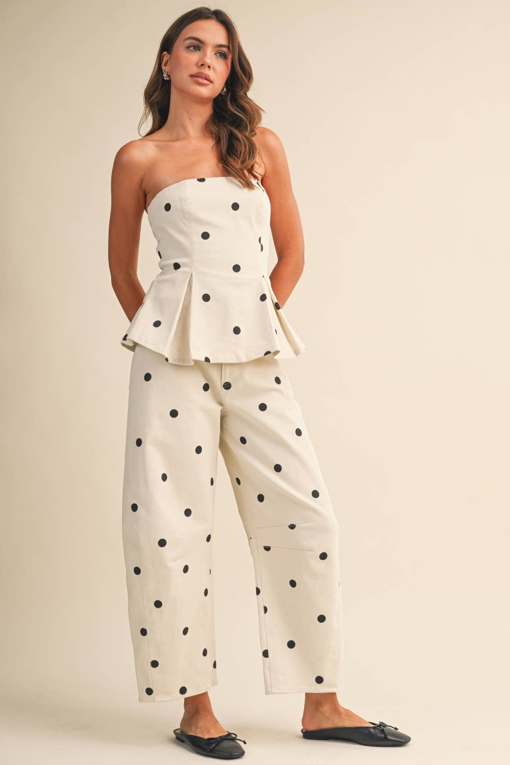 POLKADOT BARREL PANTS SET*