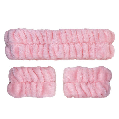 CALA Plush Spa Headband and Wristband 2 Piece Set