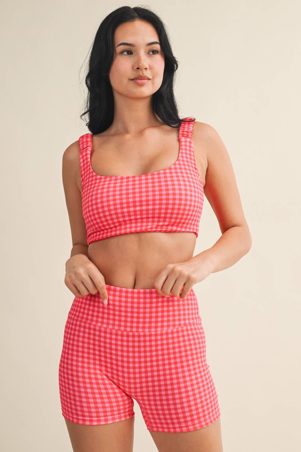 Gingham Ruched Bra Top