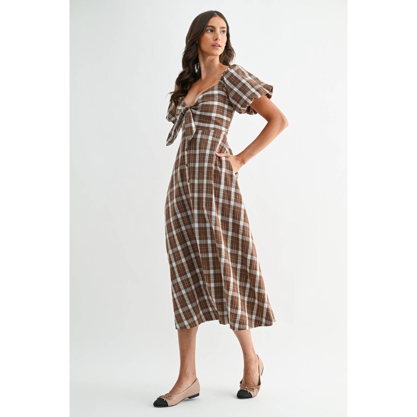 PLAID MIDI DRESS