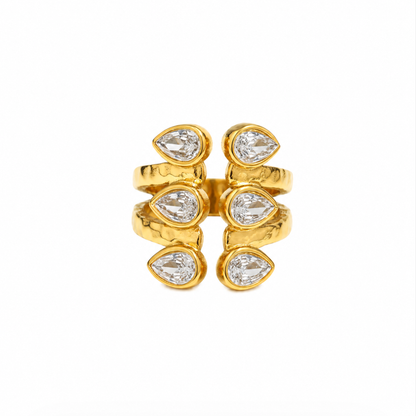 Luxe Teardrop Statement Ring | 18k Gold Plated Stainless Steel
