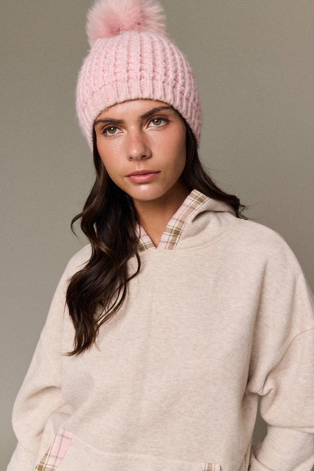 Betty Plaid Trim Pullover Hoodie
