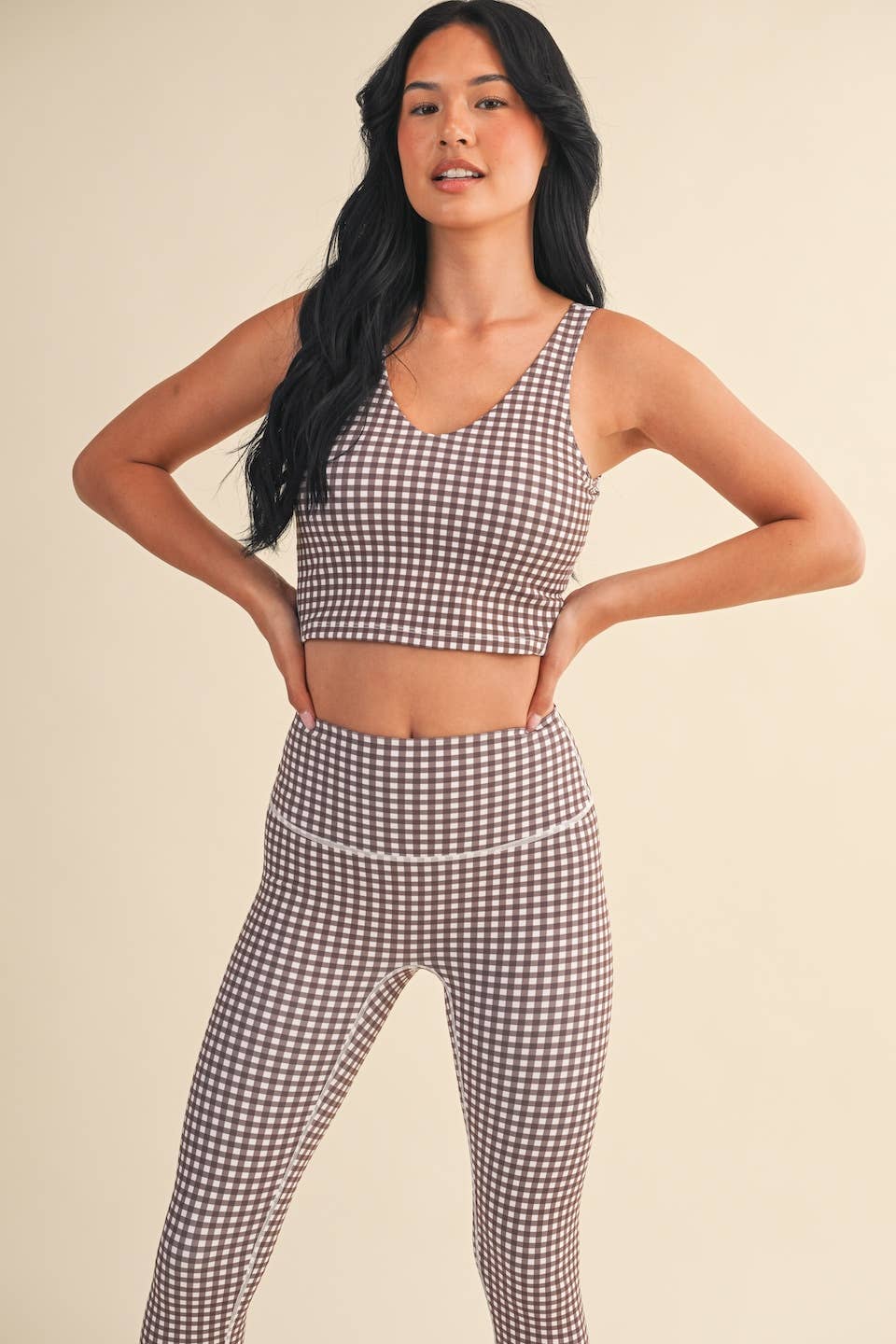 Gingham Performance Cropped Tank Top
