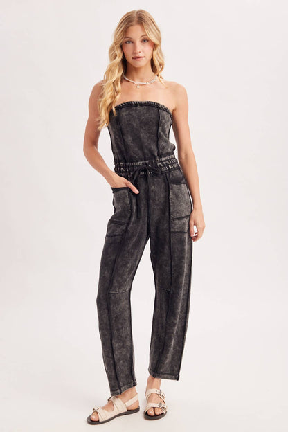 Sarah Washed Smocked Jumpsuit (Two Colors)