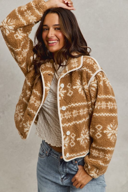 Shelia Sherpa Fair Isle Jacket