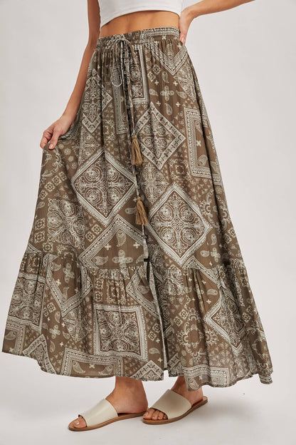 BOHO PRINT MAXI SKIRT
