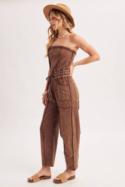 Sarah Washed Smocked Jumpsuit (Two Colors)