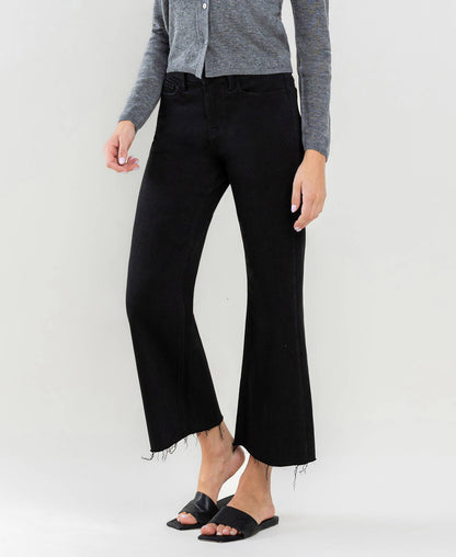 Josie Crop Black Wide Leg Jean