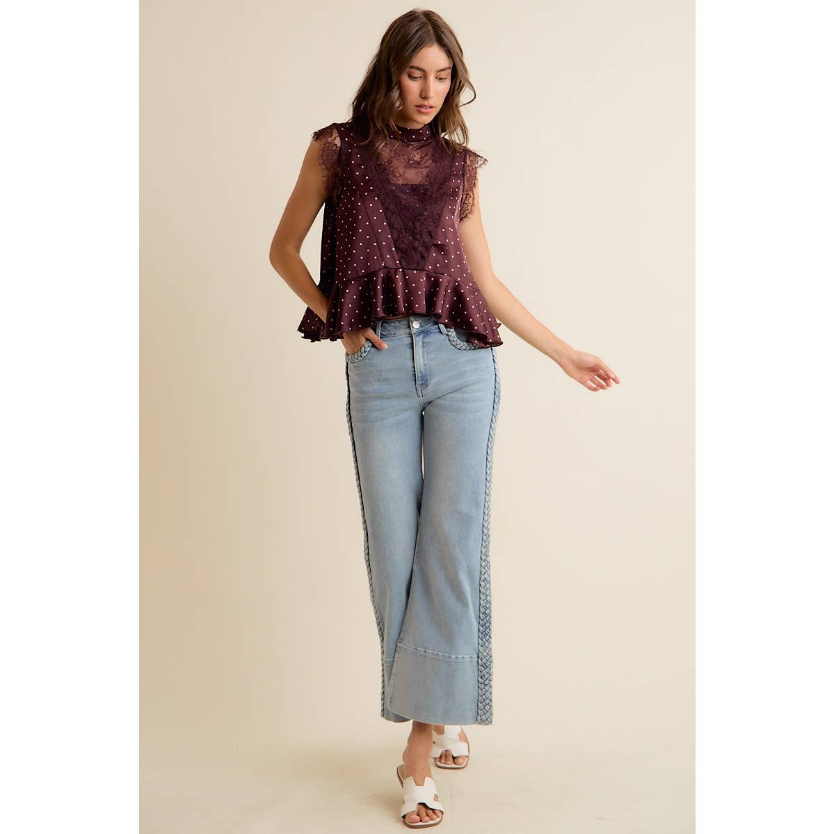 Paula Polka Dot Stain Lace Top