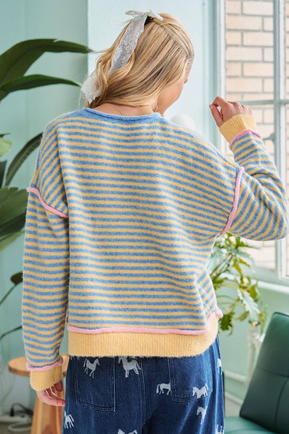 Jerry Contrast Strip Sweater