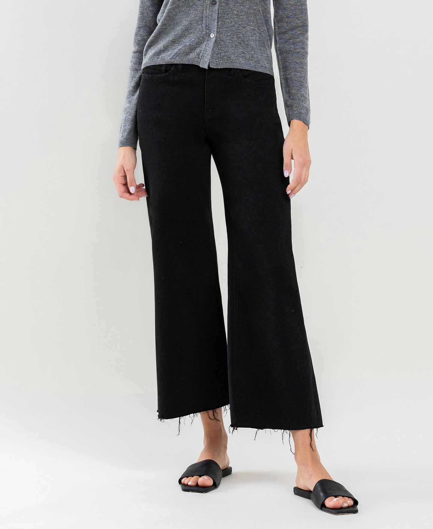 Josie Crop Black Wide Leg Jean