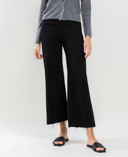 Josie Crop Black Wide Leg Jean