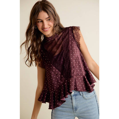 Paula Polka Dot Stain Lace Top