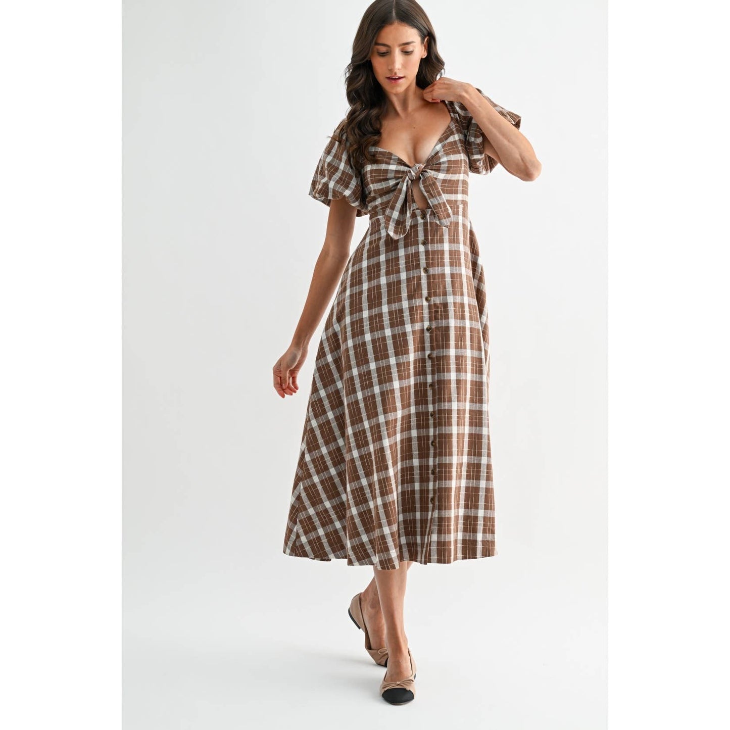 PLAID MIDI DRESS