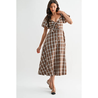 PLAID MIDI DRESS