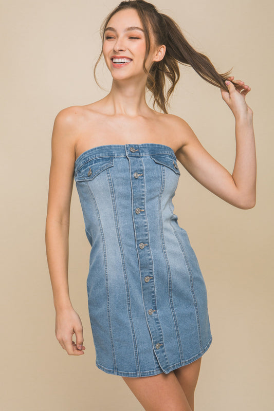 Kay Sleeveless Denim Dress