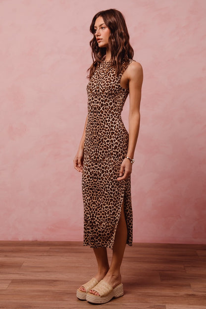 Loepard Knit Midi Dress