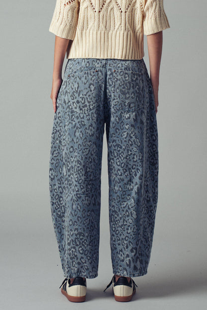 Leopard Print Denim Jeans