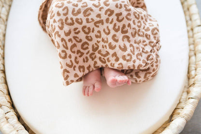 Brown Leopard Swaddle Blanket