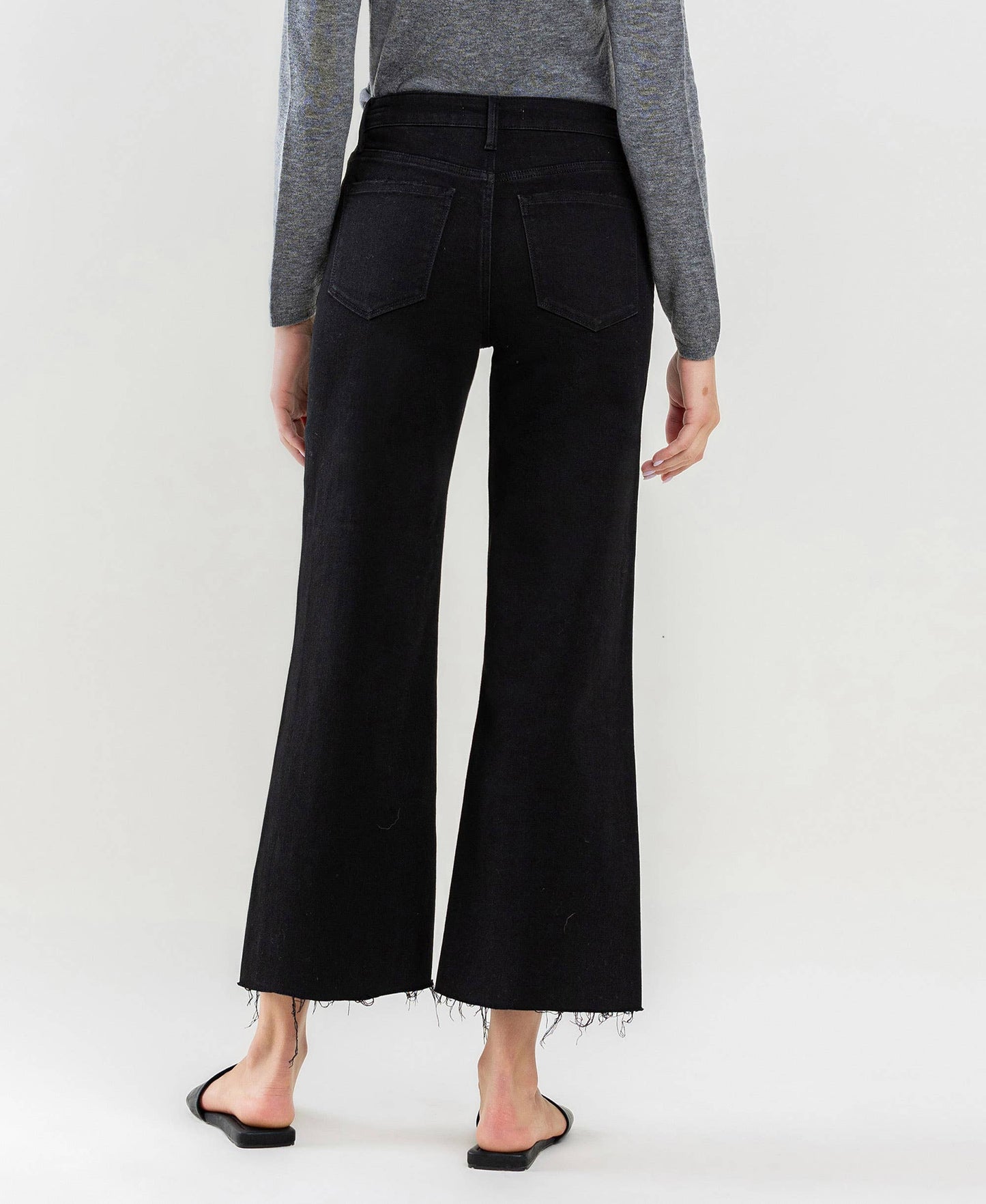 Josie Crop Black Wide Leg Jean