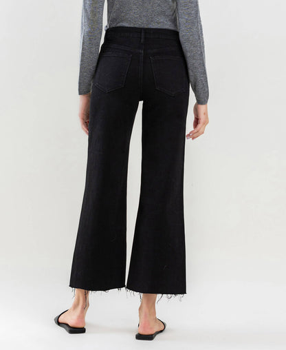 Josie Crop Black Wide Leg Jean