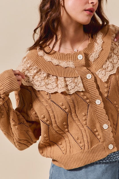 Lacey Ruffle Trim Cardigan