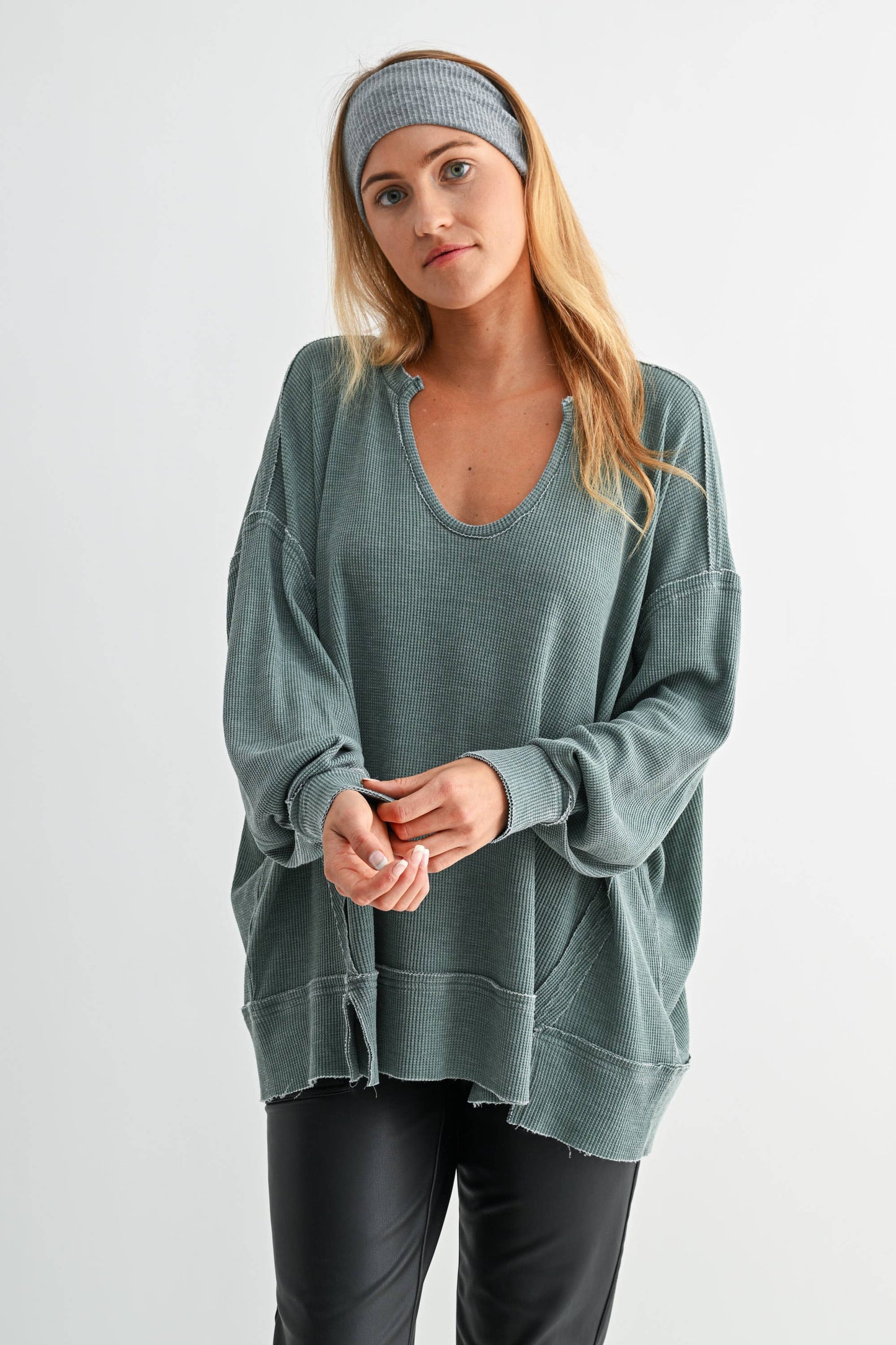 Logan Waffle Knit Long Sleeve Top