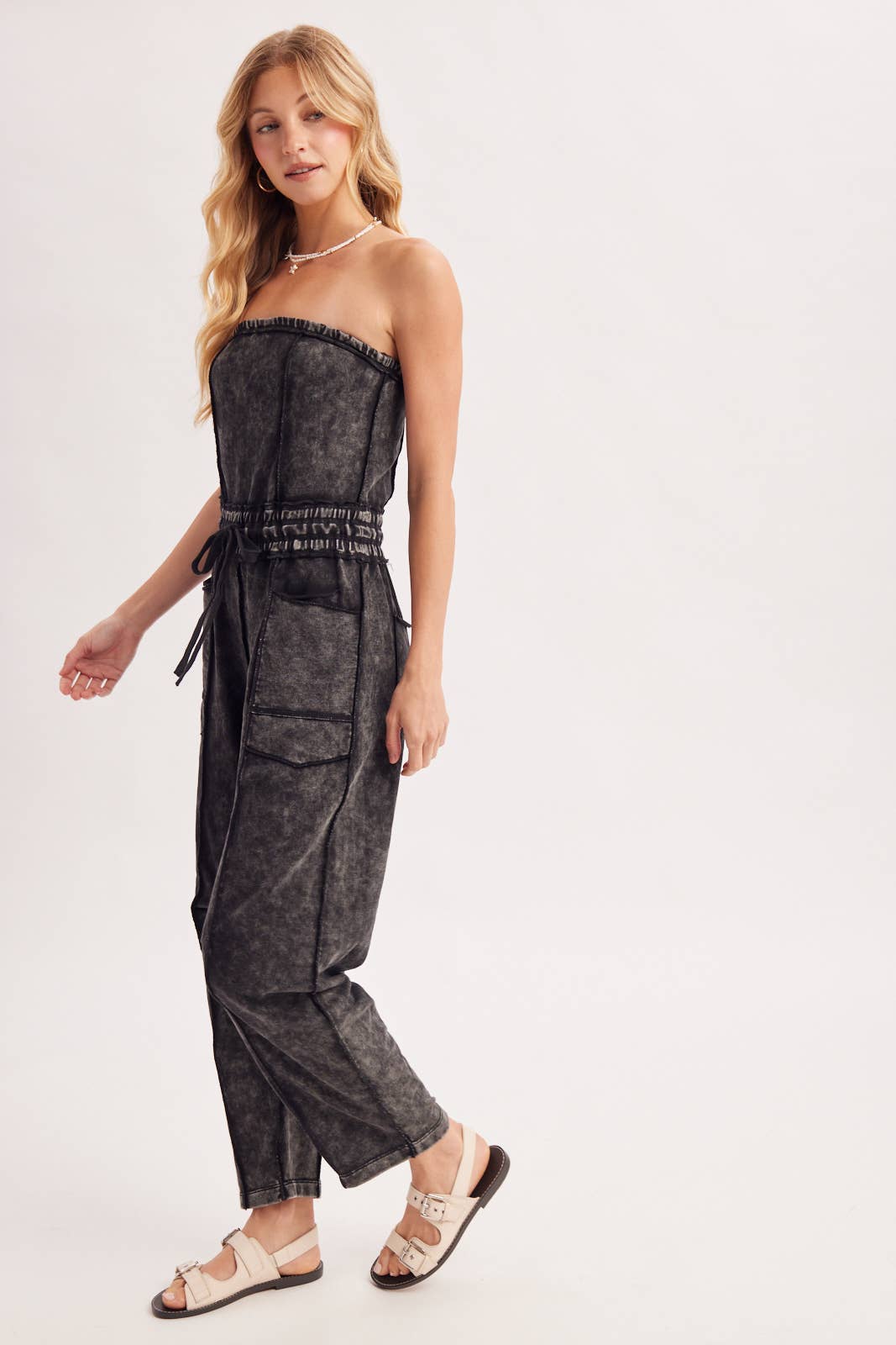 Sarah Washed Smocked Jumpsuit (Two Colors)