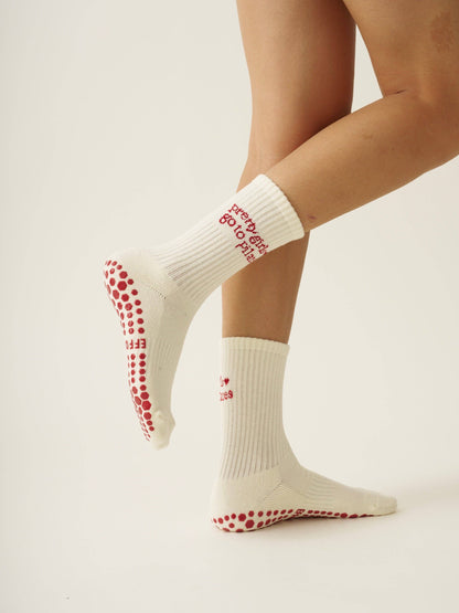 🩰 Pilates Girl Grip Sock [Red], Pilates Socks