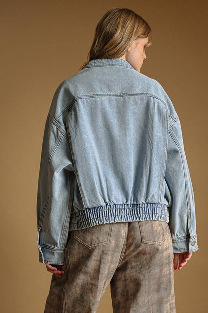 Jackie Washed Denim Bomber Jacket