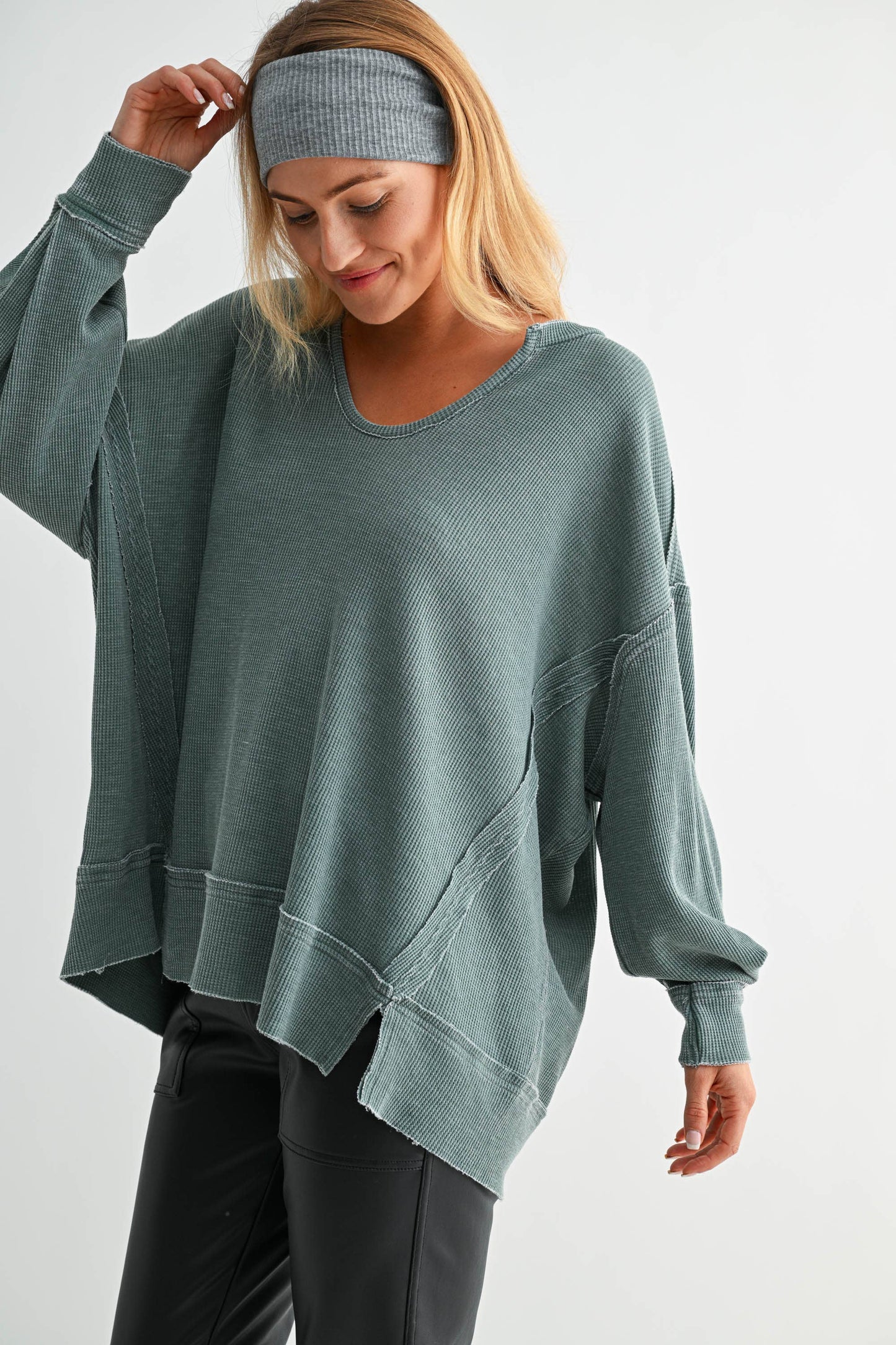 Logan Waffle Knit Long Sleeve Top