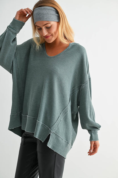 Logan Waffle Knit Long Sleeve Top
