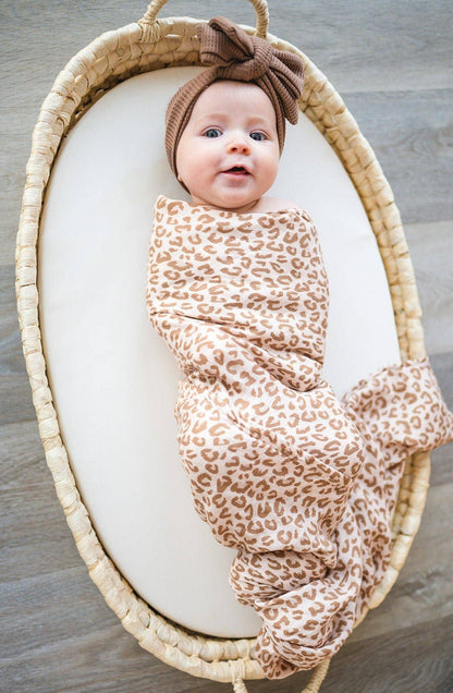 Brown Leopard Swaddle Blanket