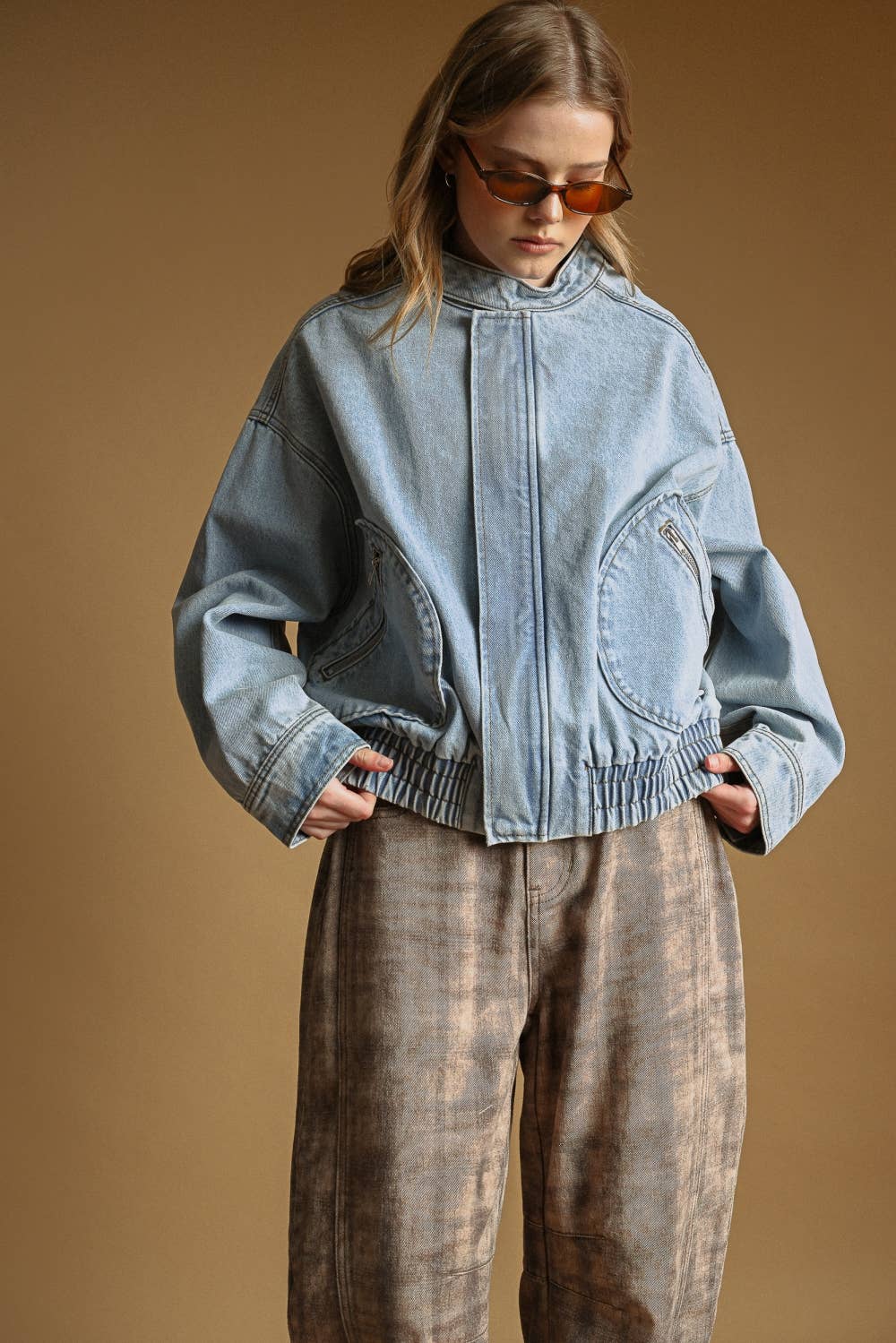Jackie Washed Denim Bomber Jacket