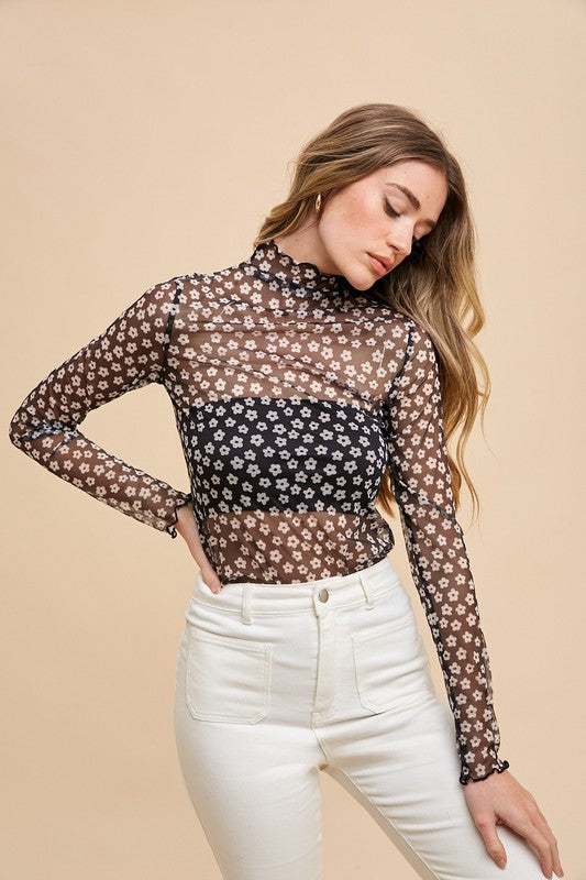 Daisy girl mesh long sleeve