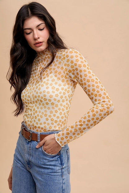 Daisy girl mesh long sleeve