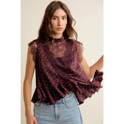 Paula Polka Dot Stain Lace Top