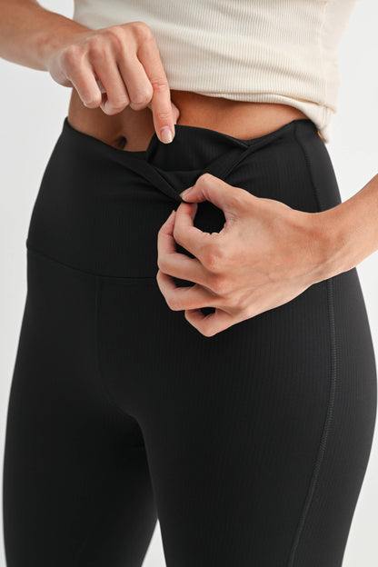 Jacquard Ribbed High-Waisted Leggings