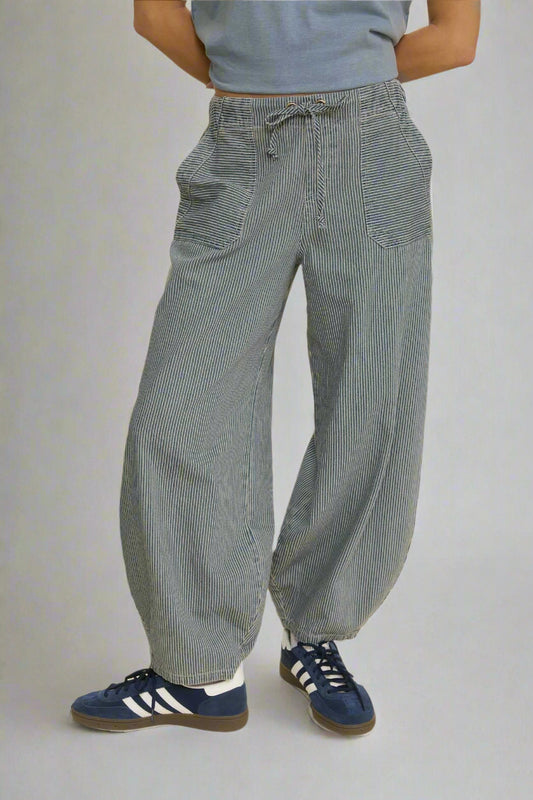 Bellie Pin Stripe Parachute Pants