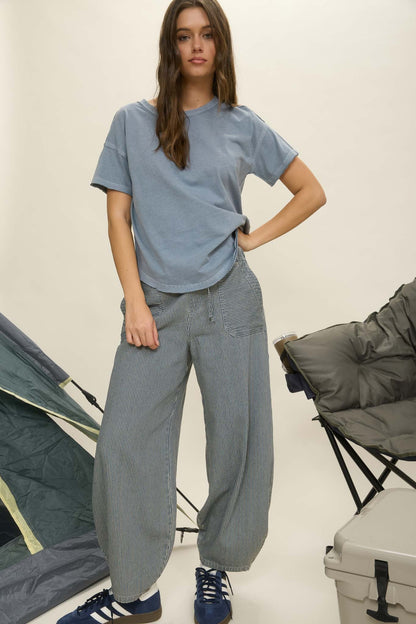 Bellie Pin Stripe Parachute Pants
