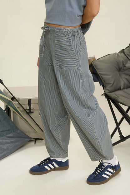 Bellie Pin Stripe Parachute Pants
