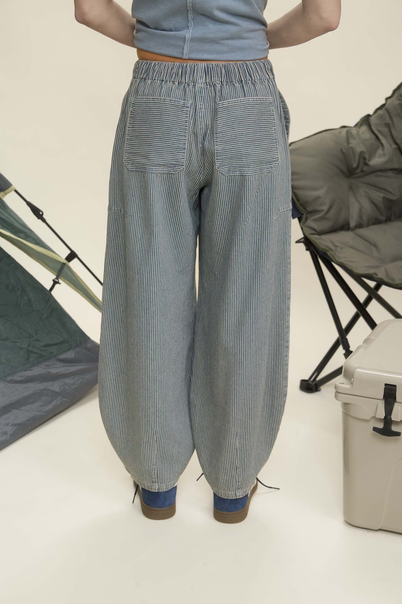 Bellie Pin Stripe Parachute Pants