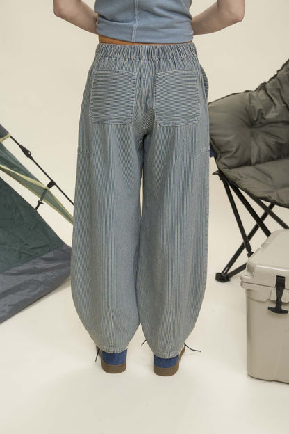 Bellie Pin Stripe Parachute Pants