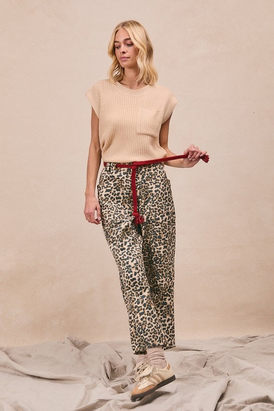 Leopard Rope Belt Pant