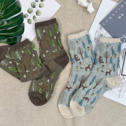 Women's Crew Oulanka Forest Pattern Socks