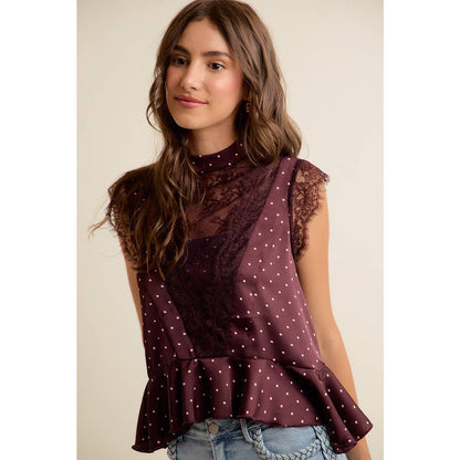 Paula Polka Dot Stain Lace Top