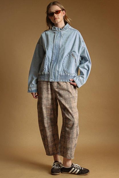 Jackie Washed Denim Bomber Jacket