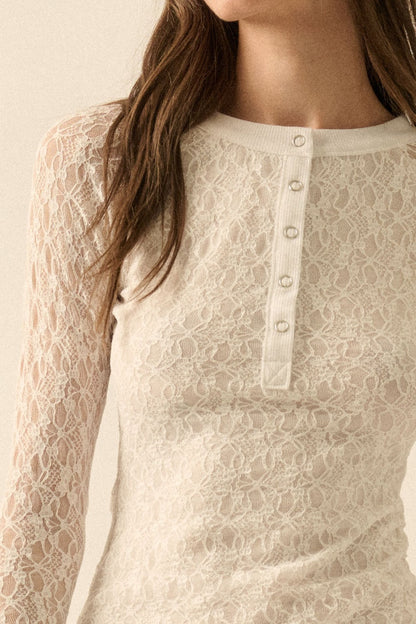 Lace Raglan Sleeve Henley