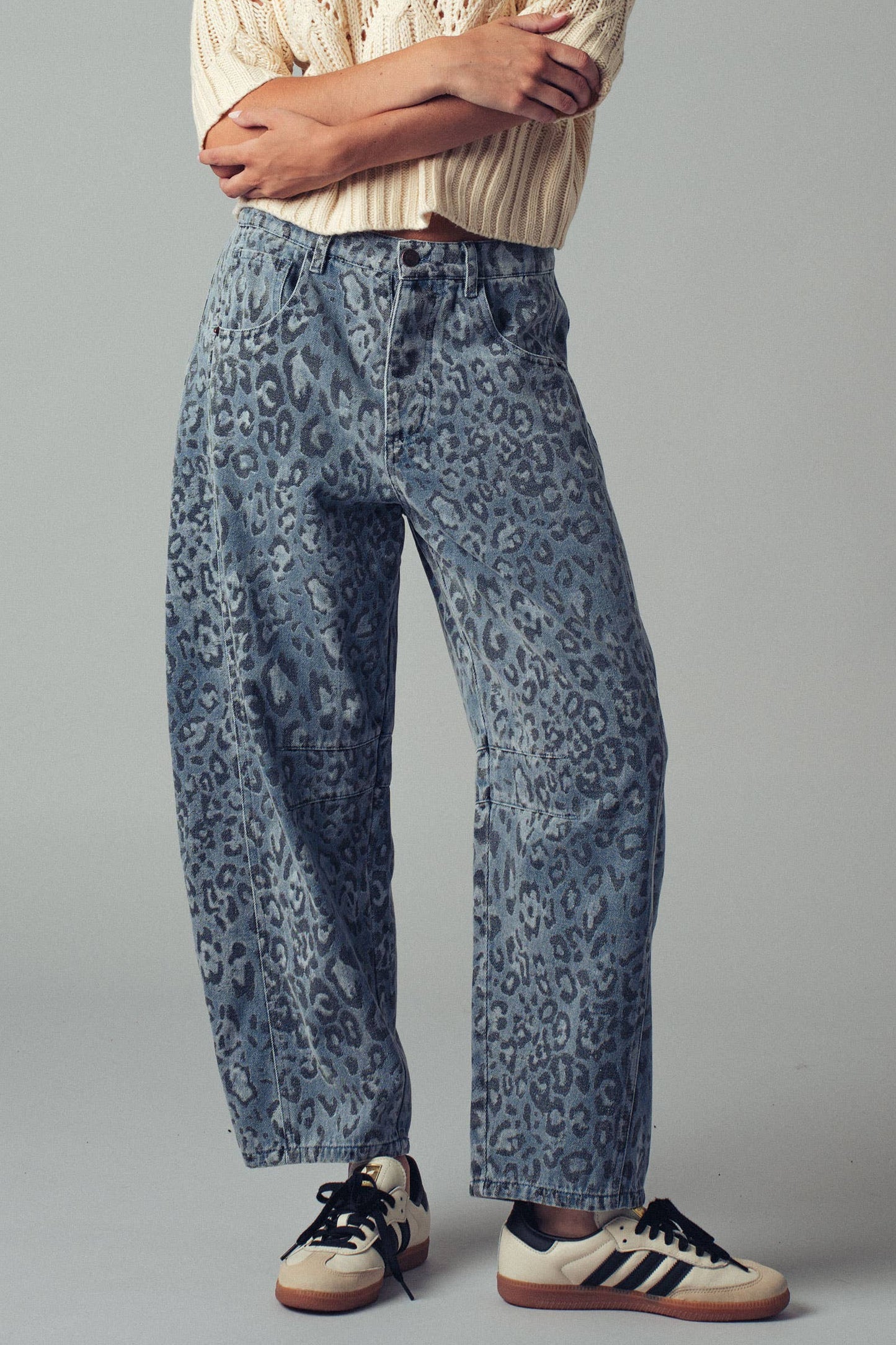 Leopard Print Denim Jeans